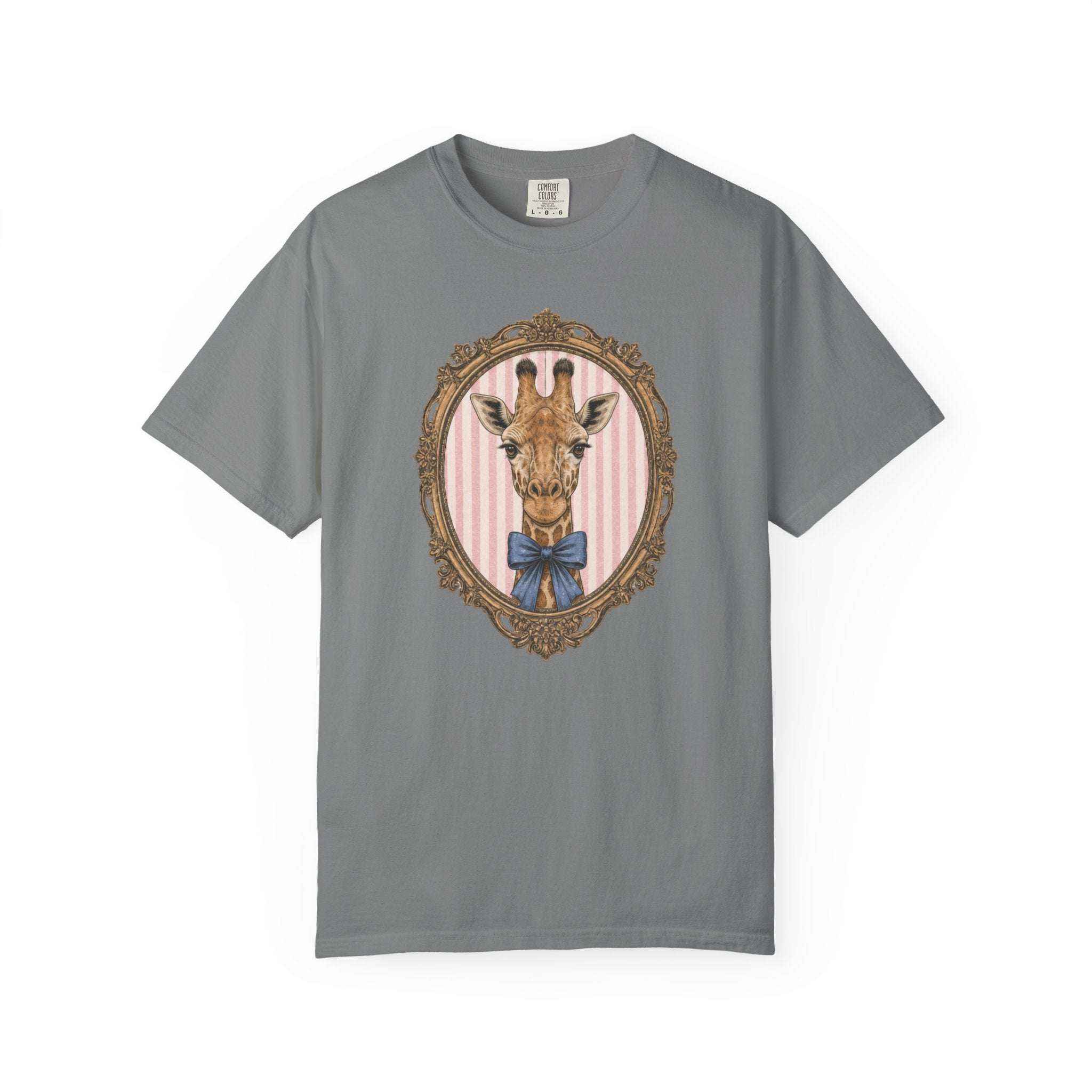 Gentleman Giraffe Portrait T-Shirt | Vintage Frame, Bow Tie
