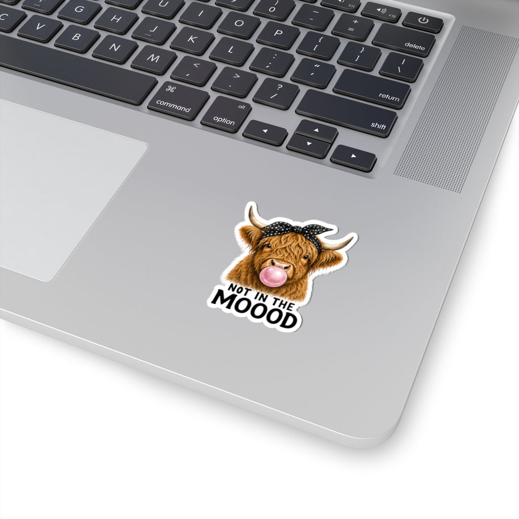 Highland Cow Bubblegum Sticker | Not In The Mood kiss-cut sticker