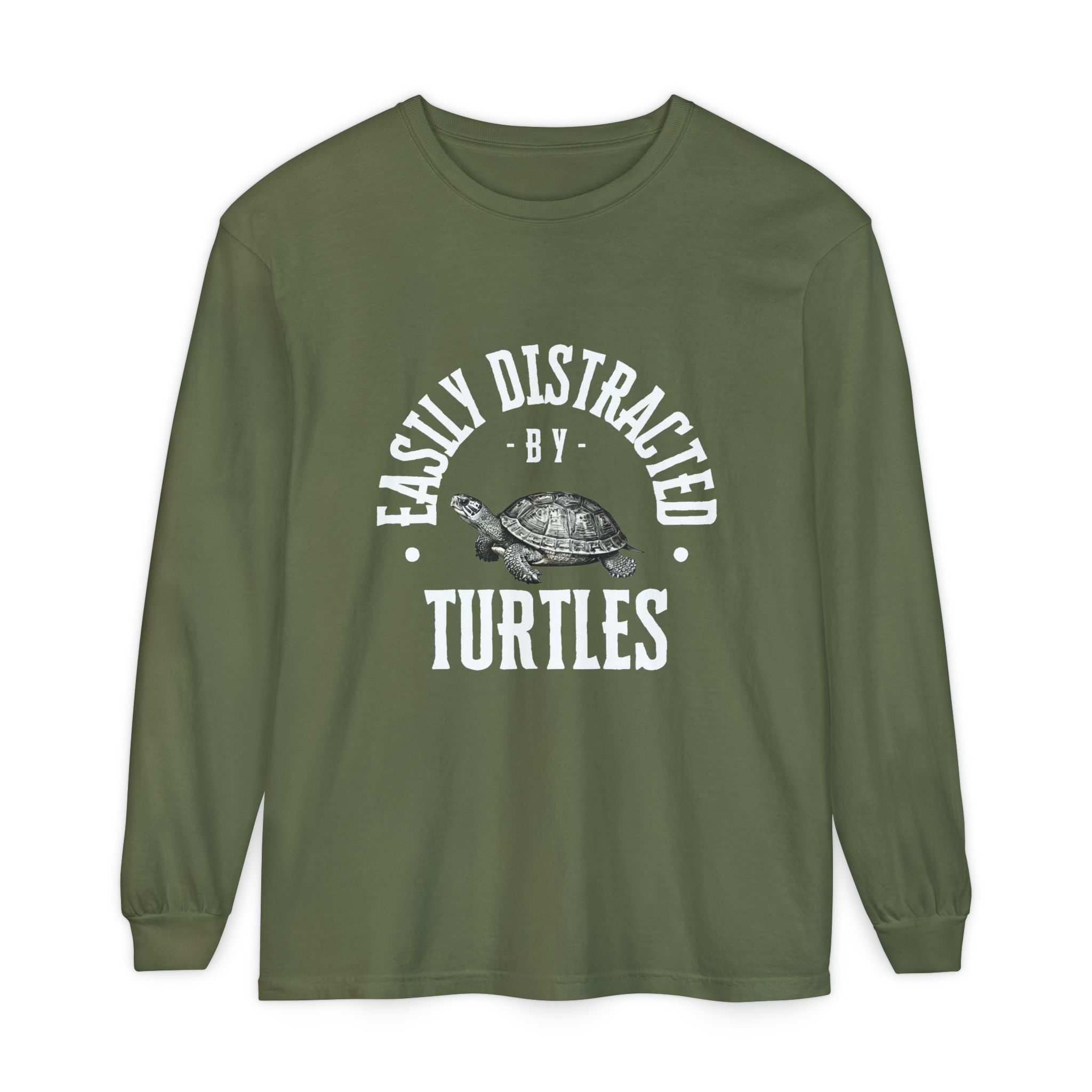 Easily Distracted by Turtles Long Sleeve T-Shirt | Turtle Graphic