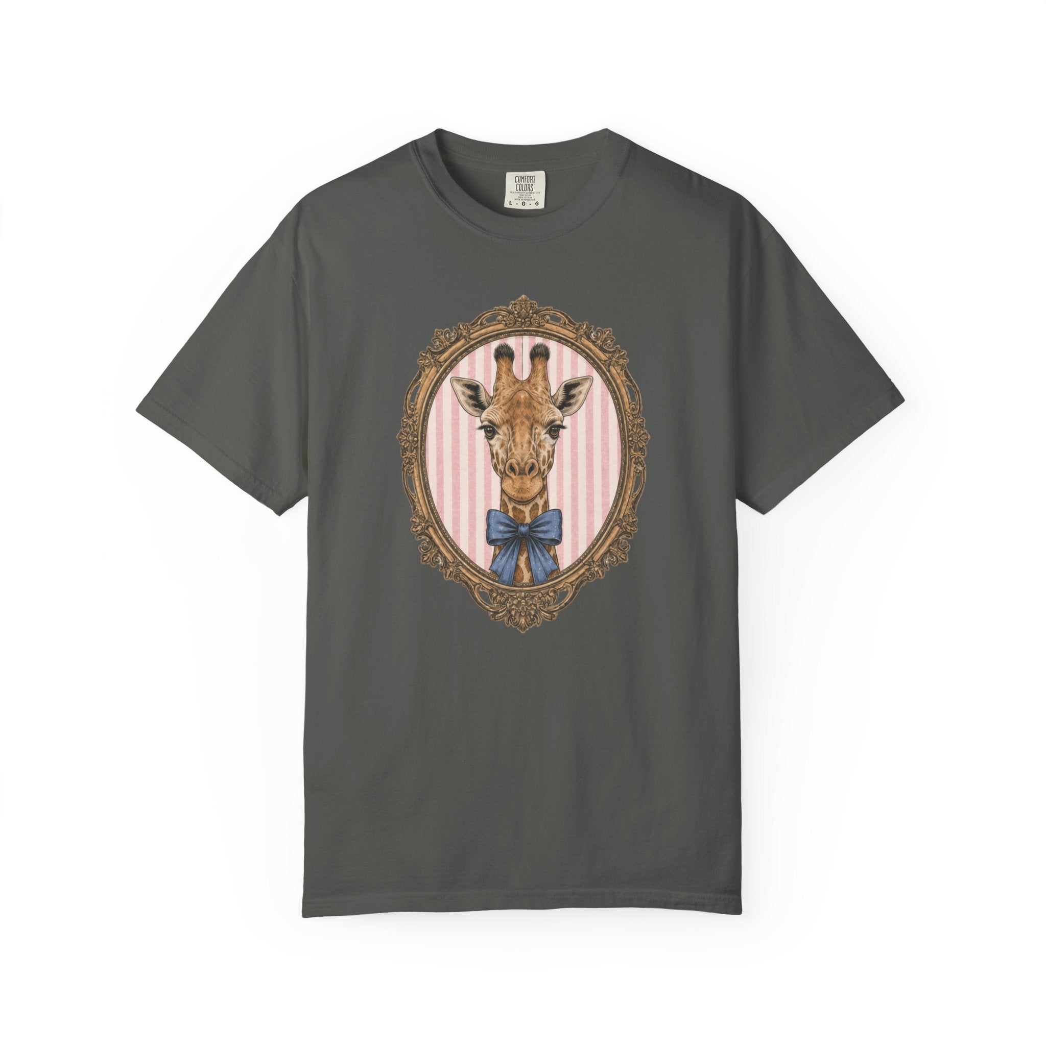 Gentleman Giraffe Portrait T-Shirt | Vintage Frame, Bow Tie
