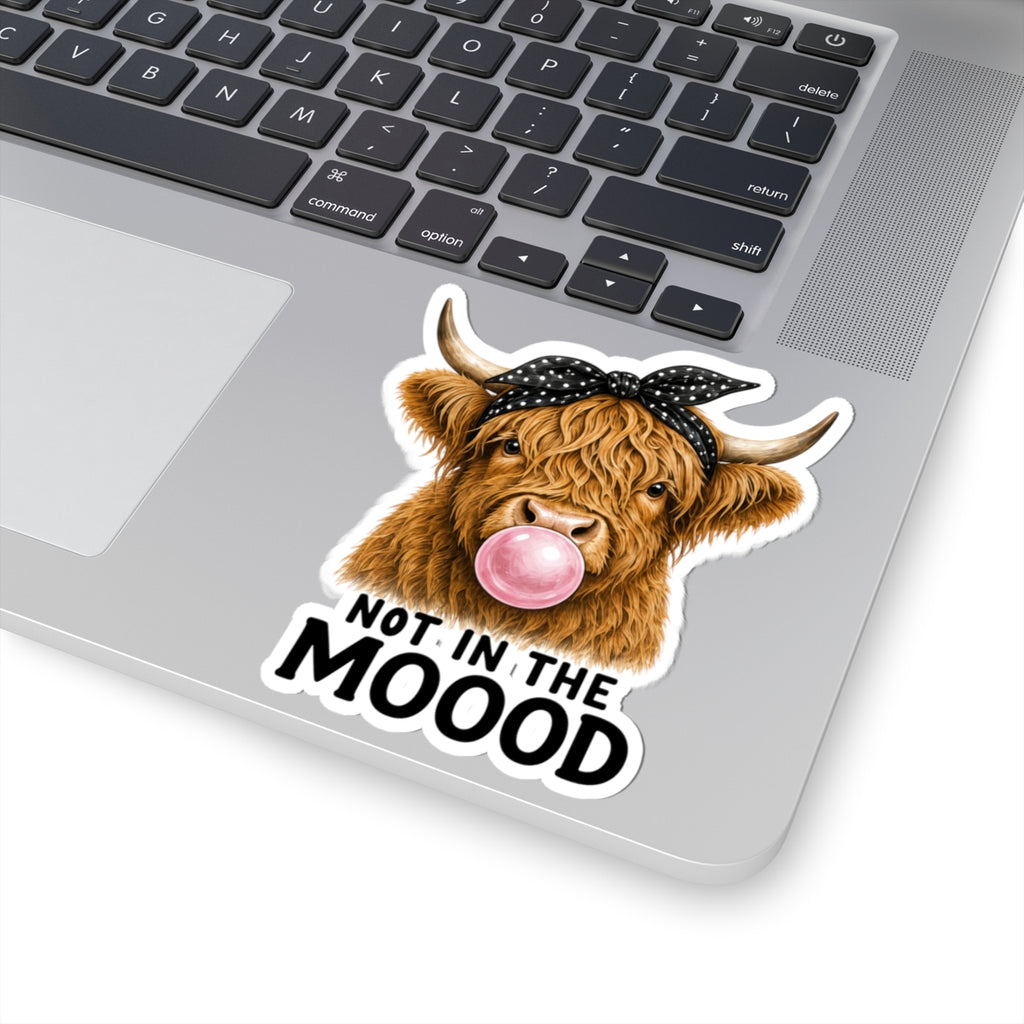 Highland Cow Bubblegum Sticker | Not In The Mood kiss-cut sticker