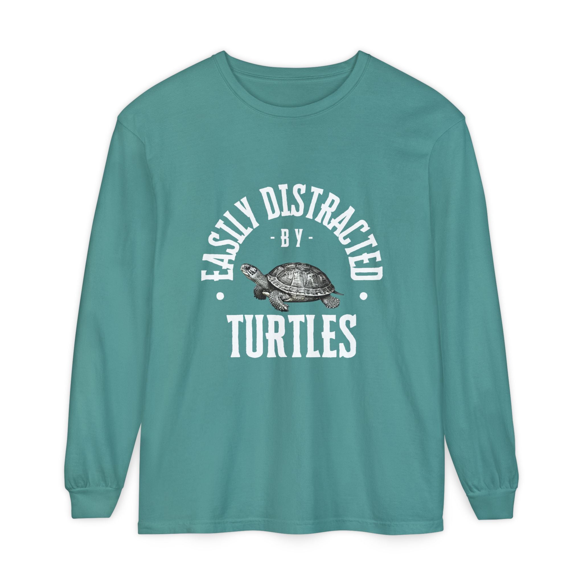 Easily Distracted by Turtles Long Sleeve T-Shirt | Turtle Graphic