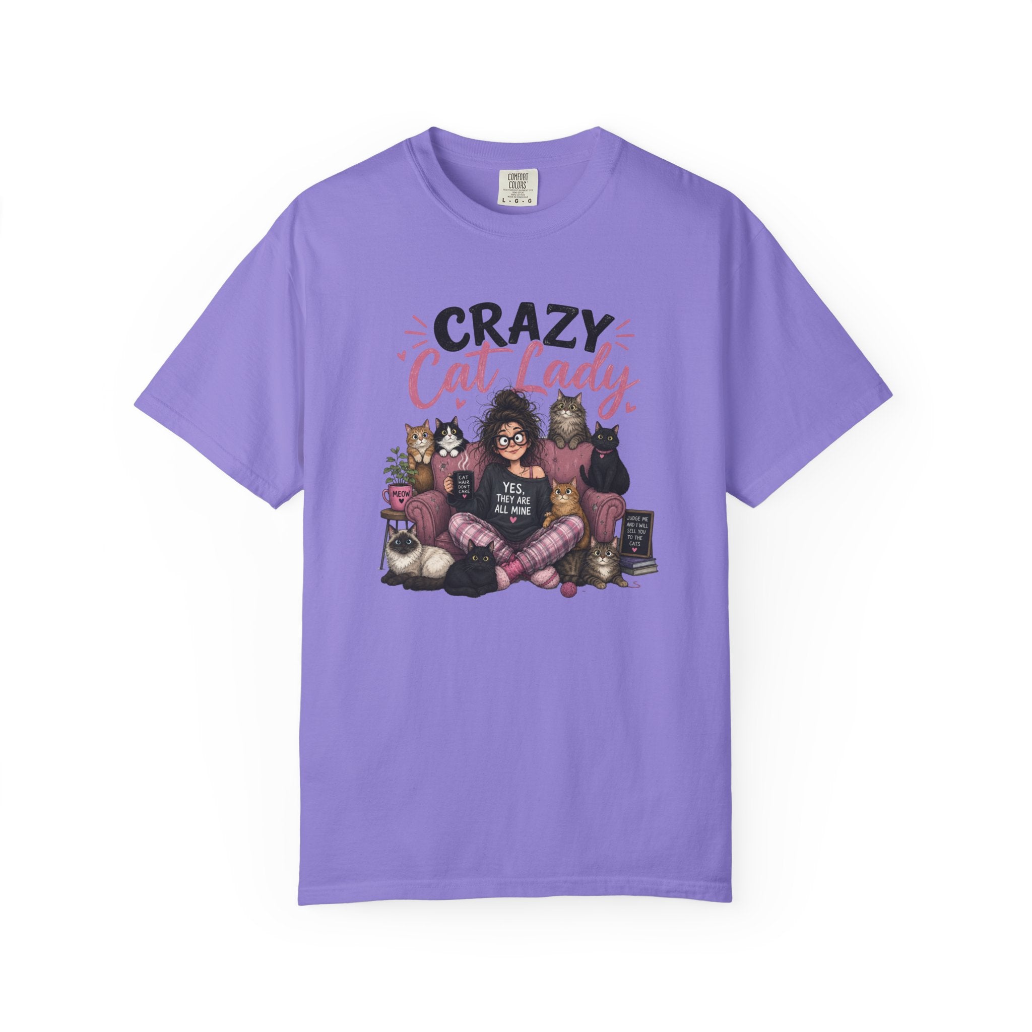 Crazy Cat Lady T-Shirt | Cat Lover Illustration, Cats and Cozy Vibes