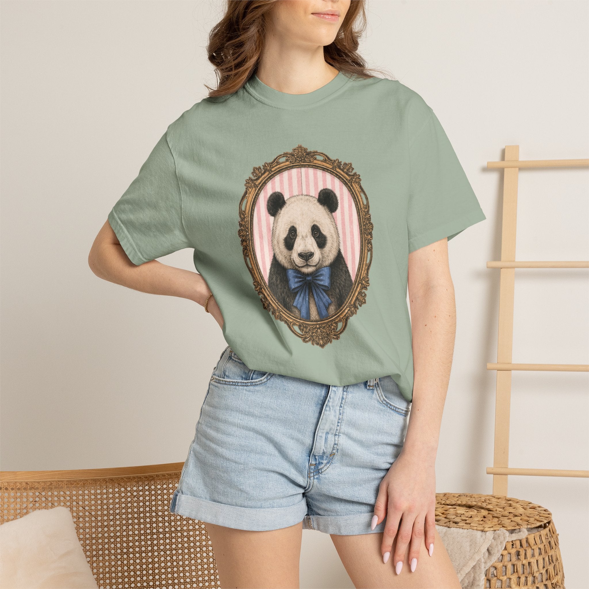 Victorian Panda Portrait T-shirt | Framed Panda Illustration